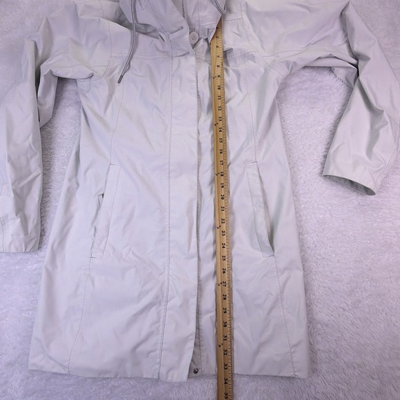 Helly Hansen Women's Large Full-Zip Long Rain Jacket Hooded White Zip Pockets - Picture 7 of 10